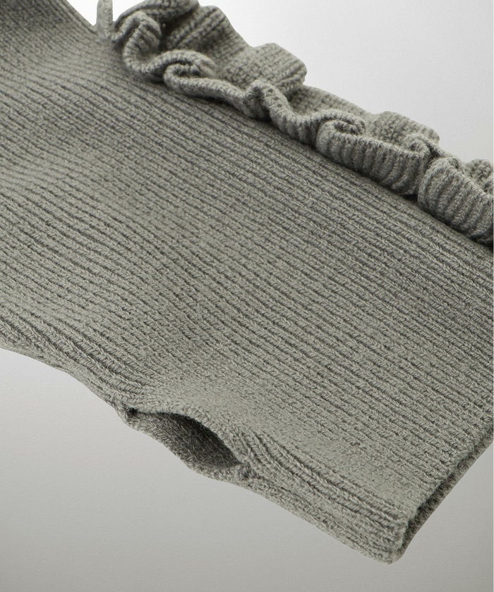 指穴 上品 ベーシック リブニット アームウォーマー トレンド 防寒/アイボリー/ベージュ/グレー/ブラック/M