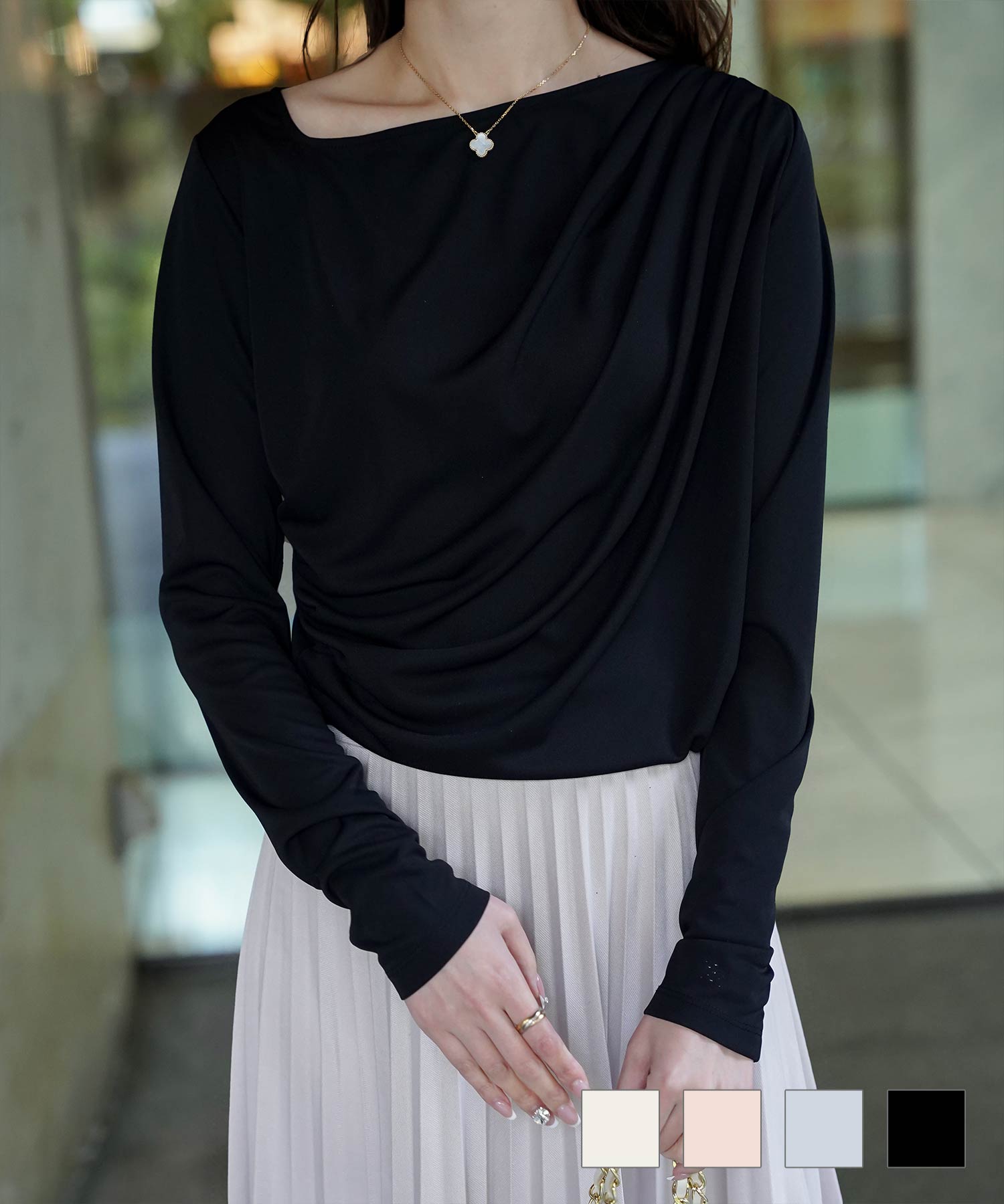 アシンメトリー ドレープ トップス HUIT 全4色｜hit511-0201【1