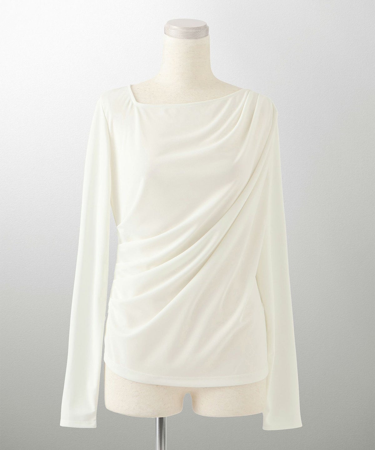 シンプル オフショルダー イージーケア オフィス/アイボリー/ピンク/サックス/ブラック/M