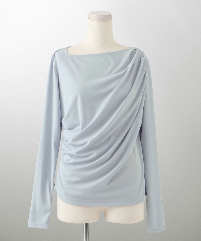 シンプル オフショルダー イージーケア オフィス/アイボリー/ピンク/サックス/ブラック/M