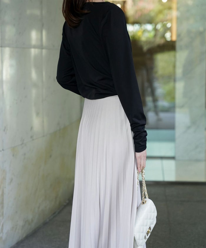 シンプル オフショルダー イージーケア オフィス/アイボリー/ピンク/サックス/ブラック/M