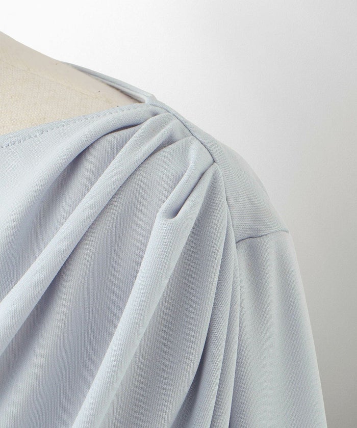 シンプル オフショルダー イージーケア オフィス/アイボリー/ピンク/サックス/ブラック/M