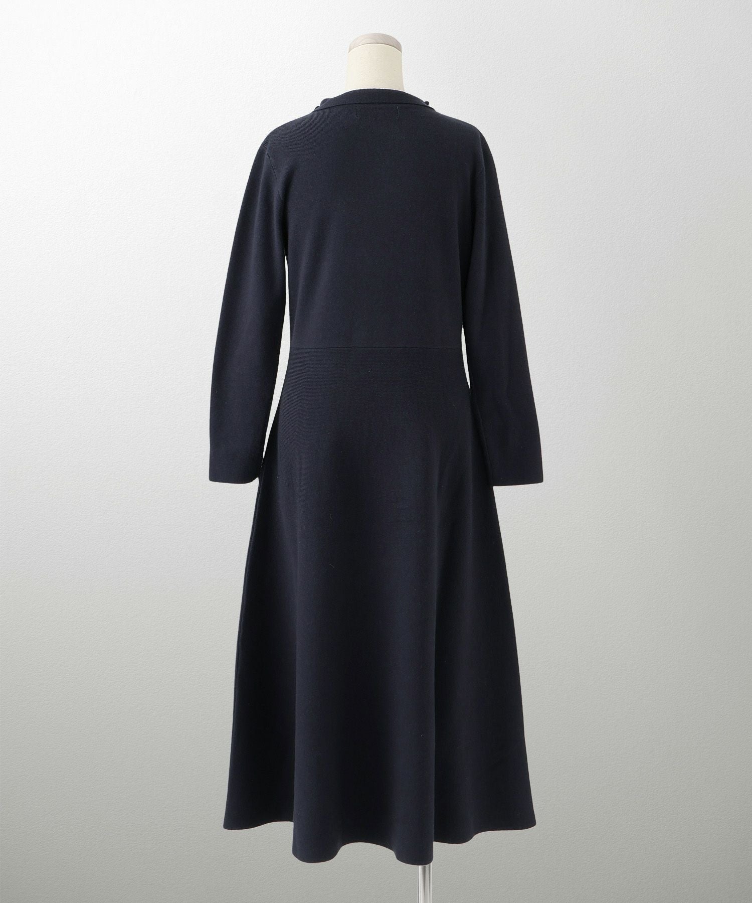 フラワーモチーフ 襟付き ニット ワンピース