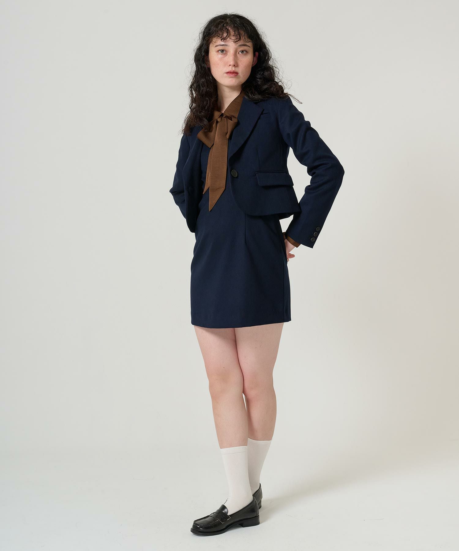 TINA JOJUN 小花柄　ジャケット ネイビー　アウター フラワー ジップアップニットジャケット TINA：JOJUN（その他アウター