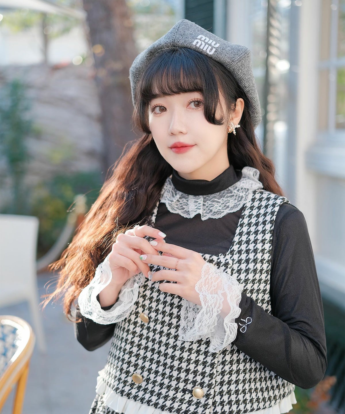 キラキラ ラメリブ ハイネック 冬 シルバーホワイト ブラック/M