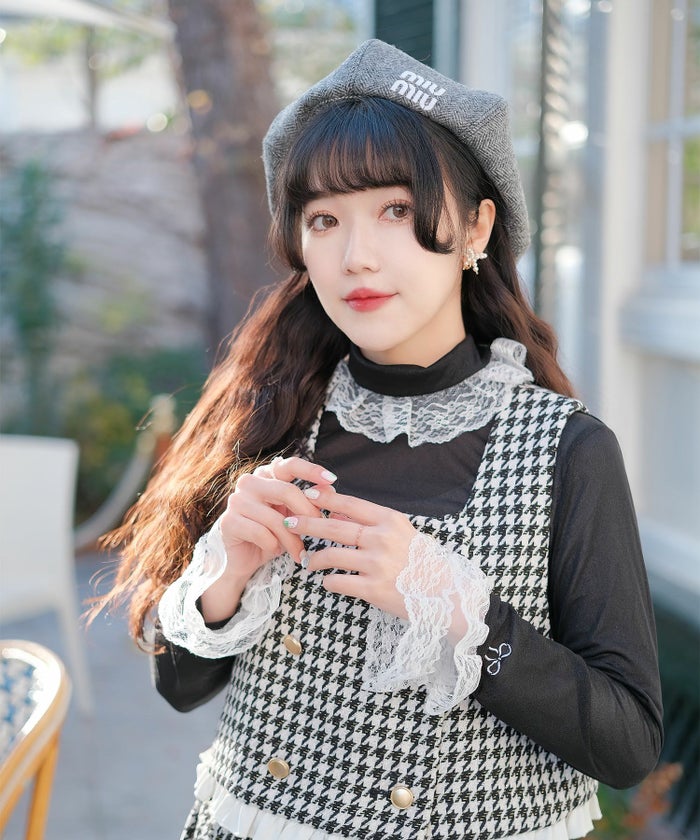 キラキラ ラメリブ ハイネック 冬 シルバーホワイト ブラック/M