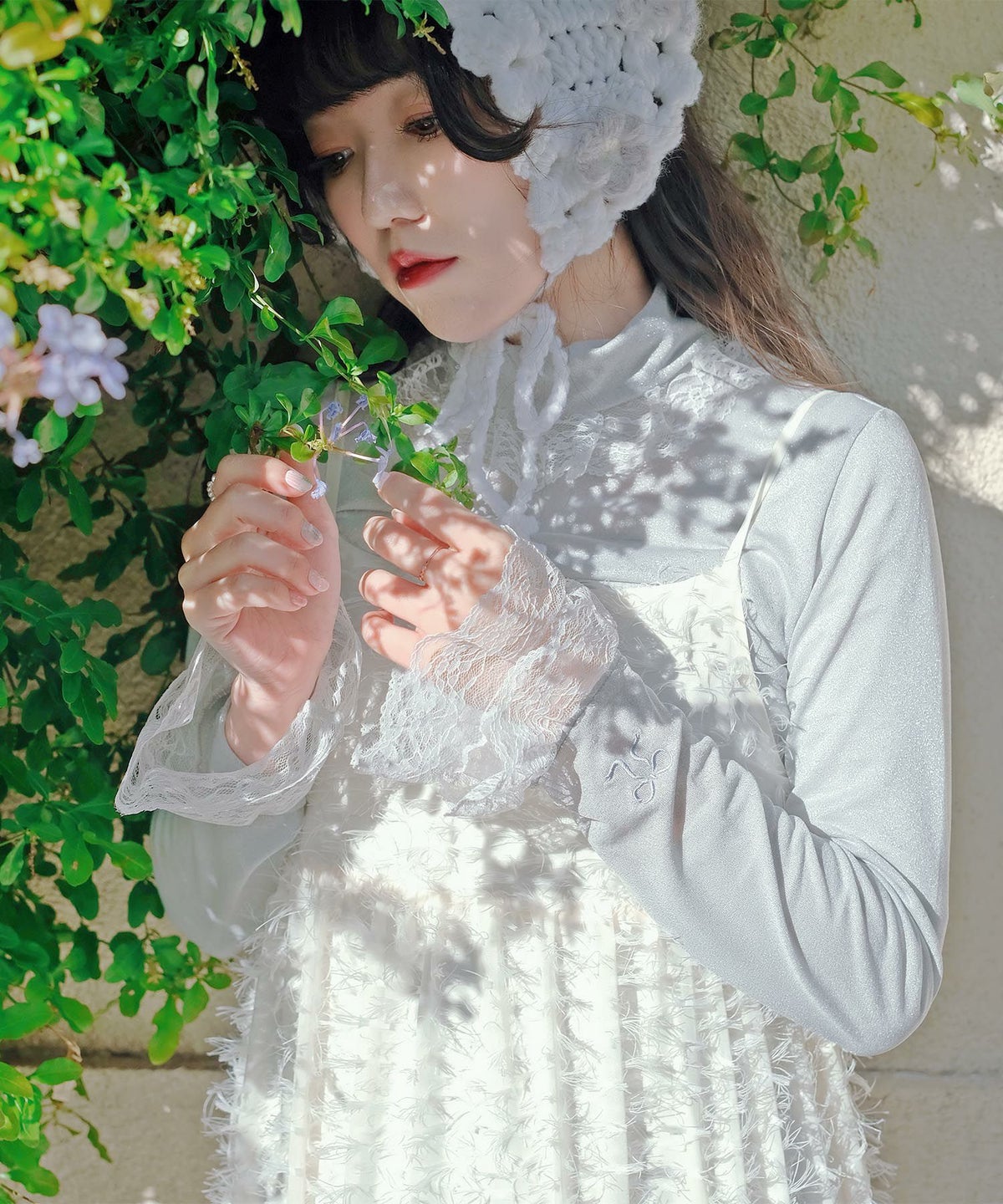 キラキラ ラメリブ ハイネック 冬 シルバーホワイト ブラック/M