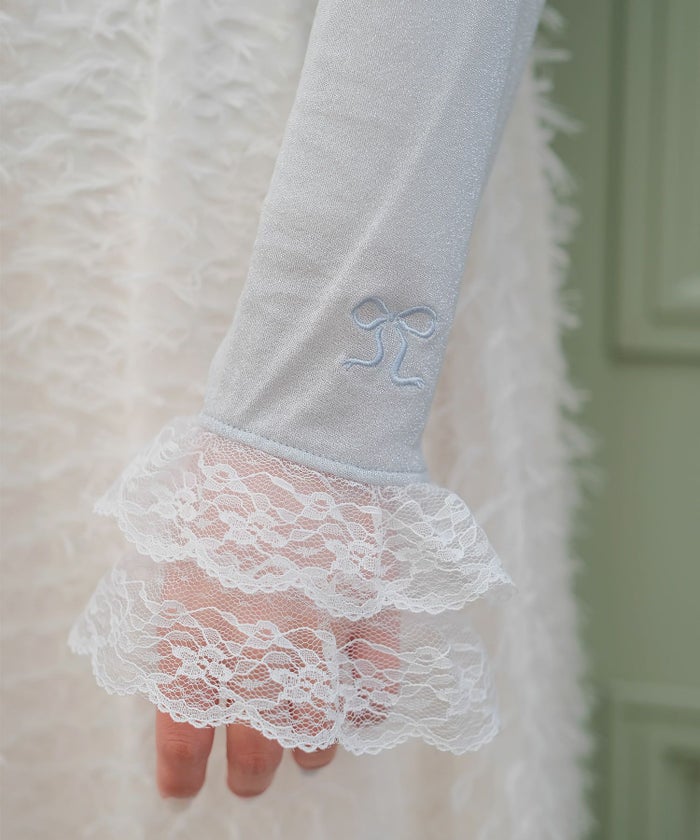 キラキラ ラメリブ ハイネック 冬 シルバーホワイト ブラック/M