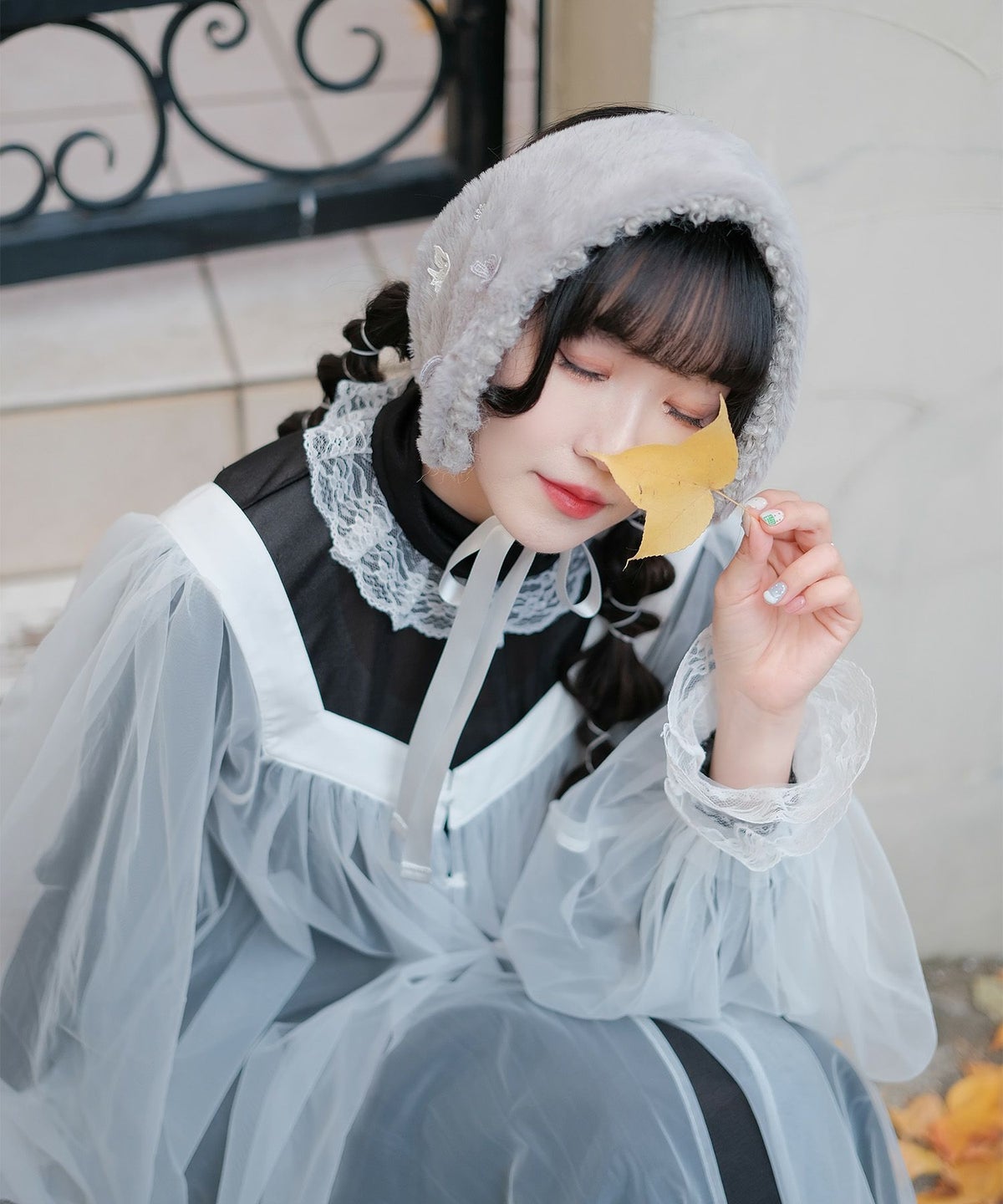 キラキラ ラメリブ ハイネック 冬 シルバーホワイト ブラック/M