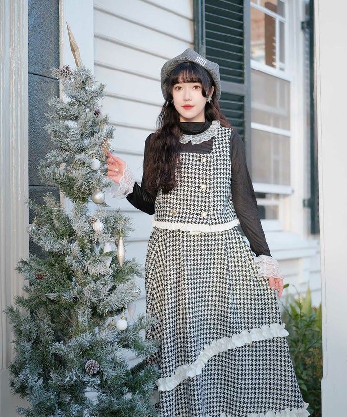 キラキラ ラメリブ ハイネック 冬 シルバーホワイト ブラック/M