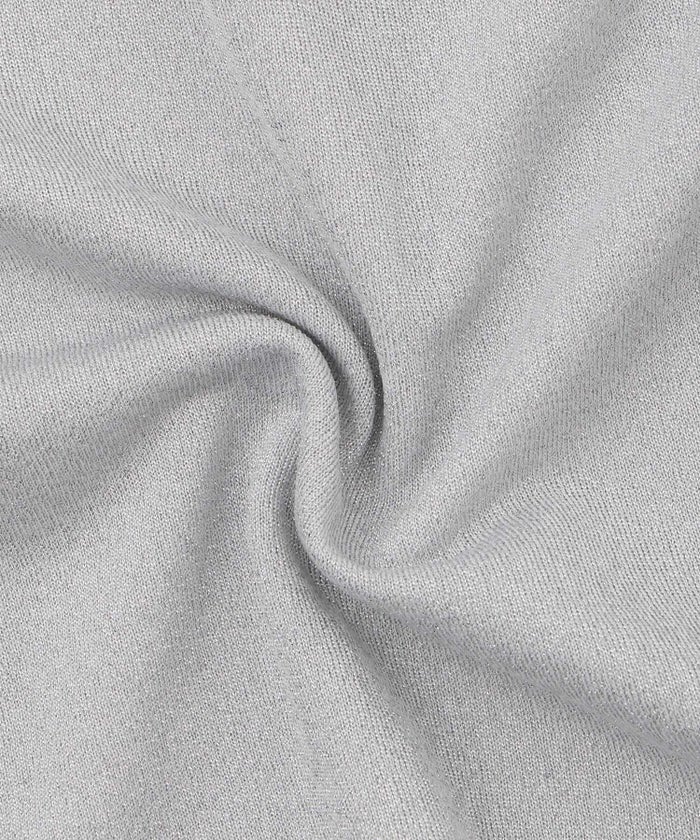 キラキラ ラメリブ ハイネック 冬 シルバーホワイト ブラック/M