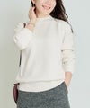 手洗い可ニットトップスレディースかわいいきれいめ大人秋冬白オフィス長袖ジョイントスペース