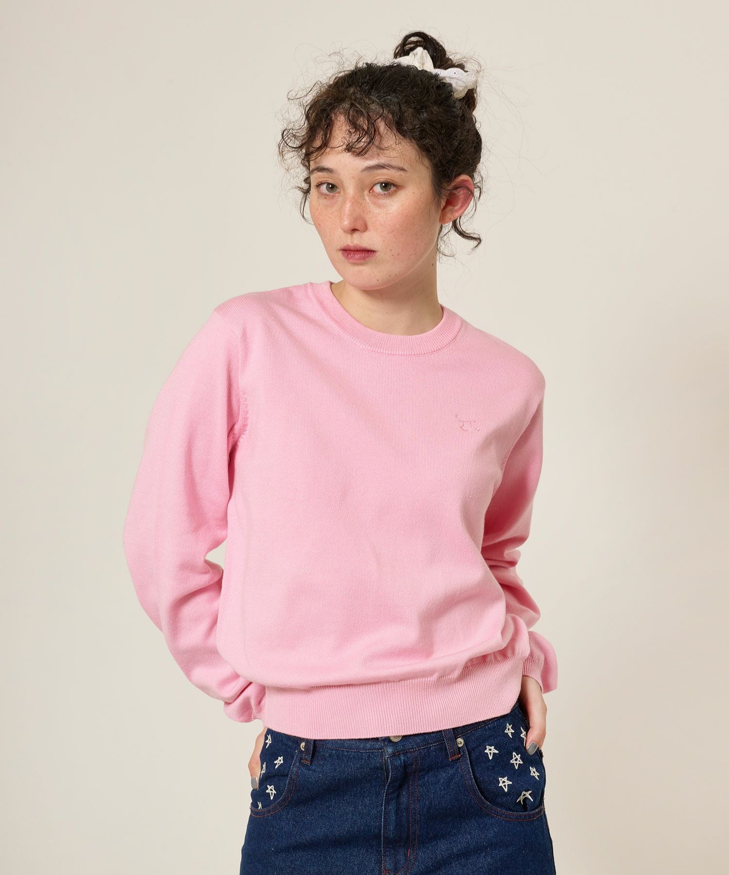 GWSALE 刺繍入り カラーニットプルオーバー TINA：JOJUN 全3色｜tnj411