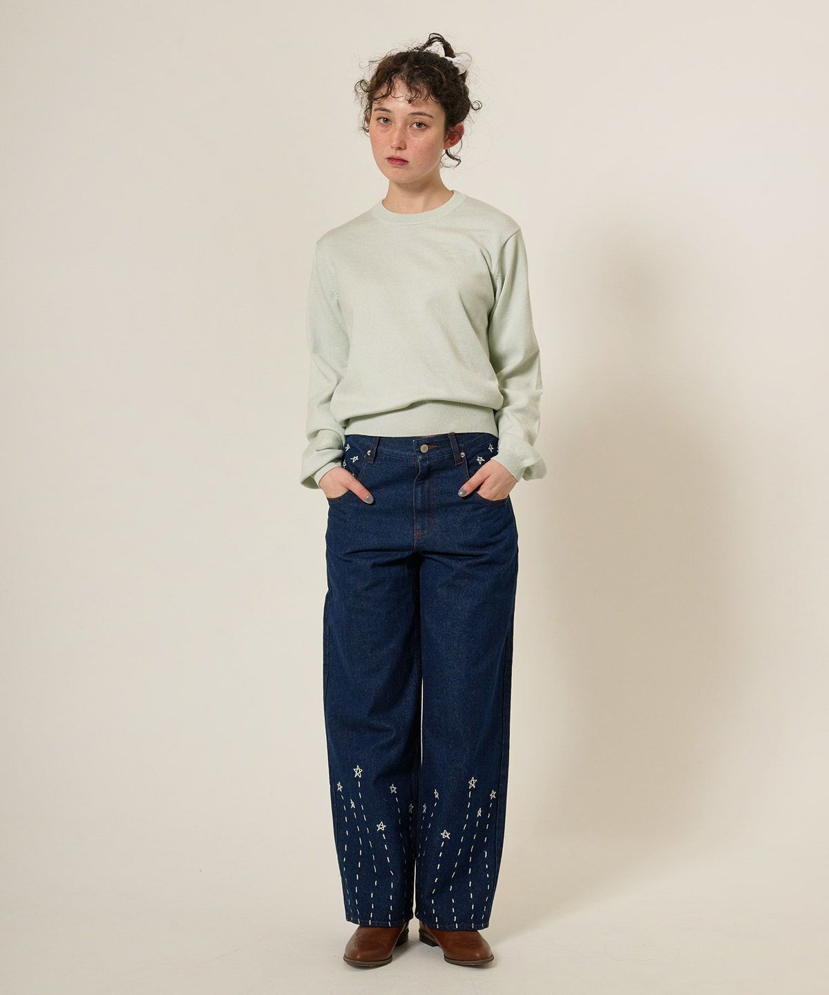 ニット/トップス/エンブレム付き