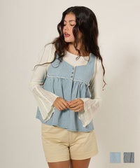 デニム/チュニック/ノースリーブ