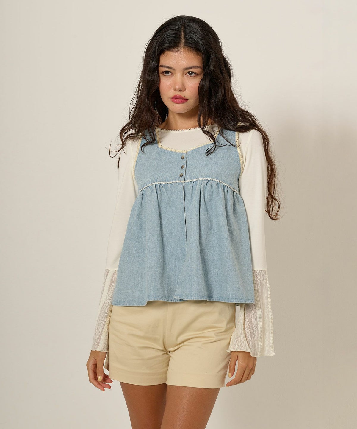 デニム/チュニック/ノースリーブ