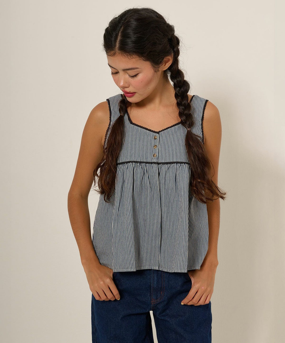 デニム/チュニック/ノースリーブ