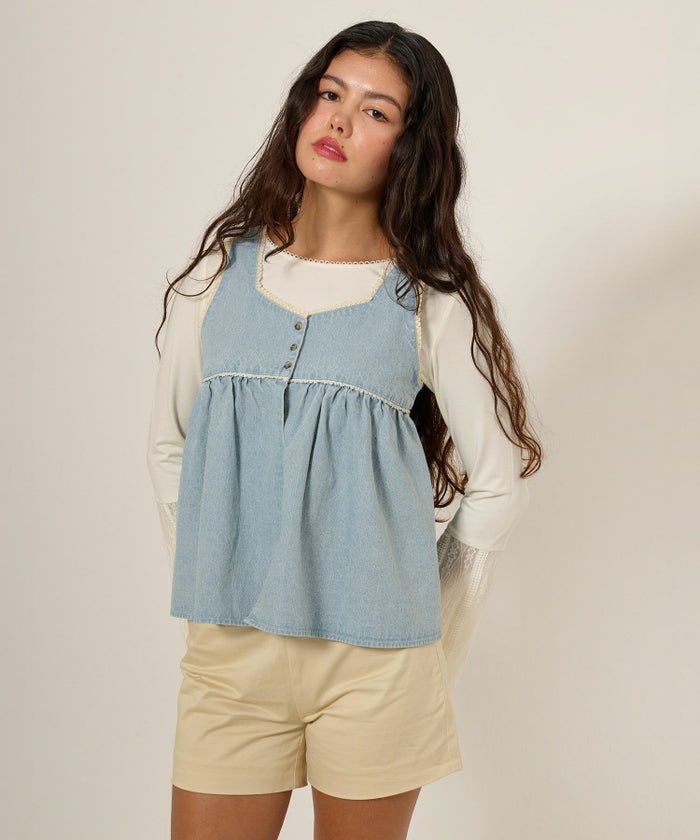 デニム/チュニック/ノースリーブ