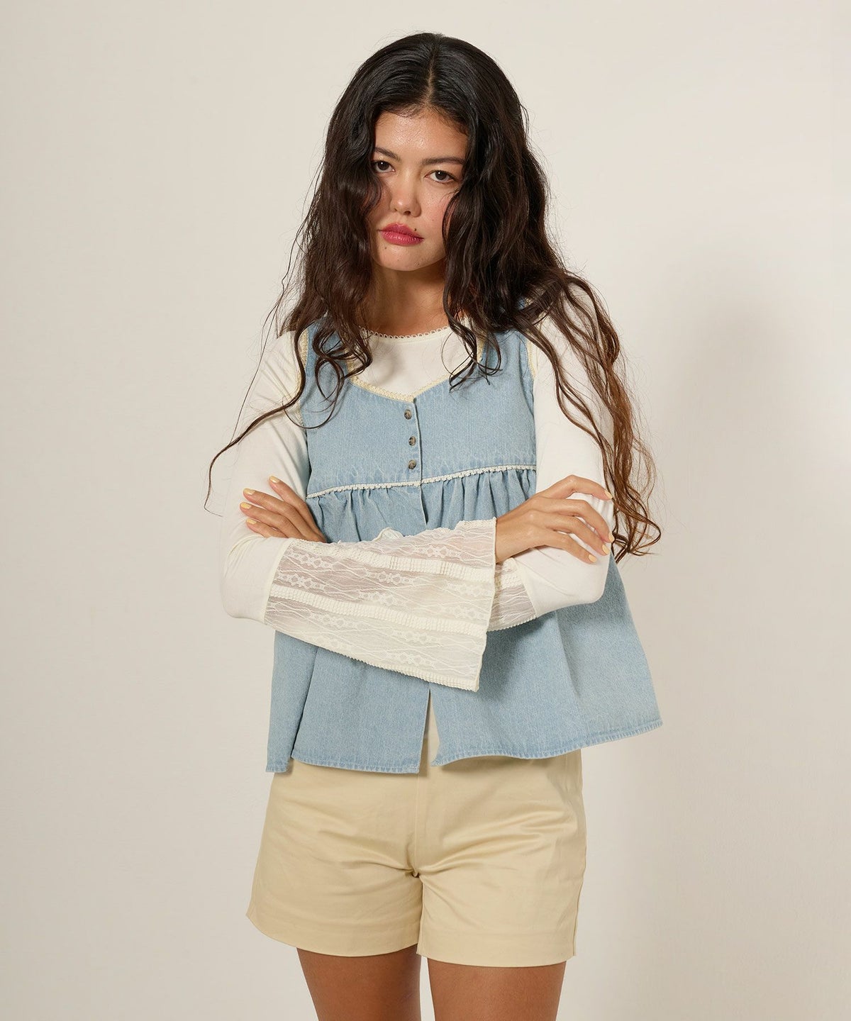 デニム/チュニック/ノースリーブ