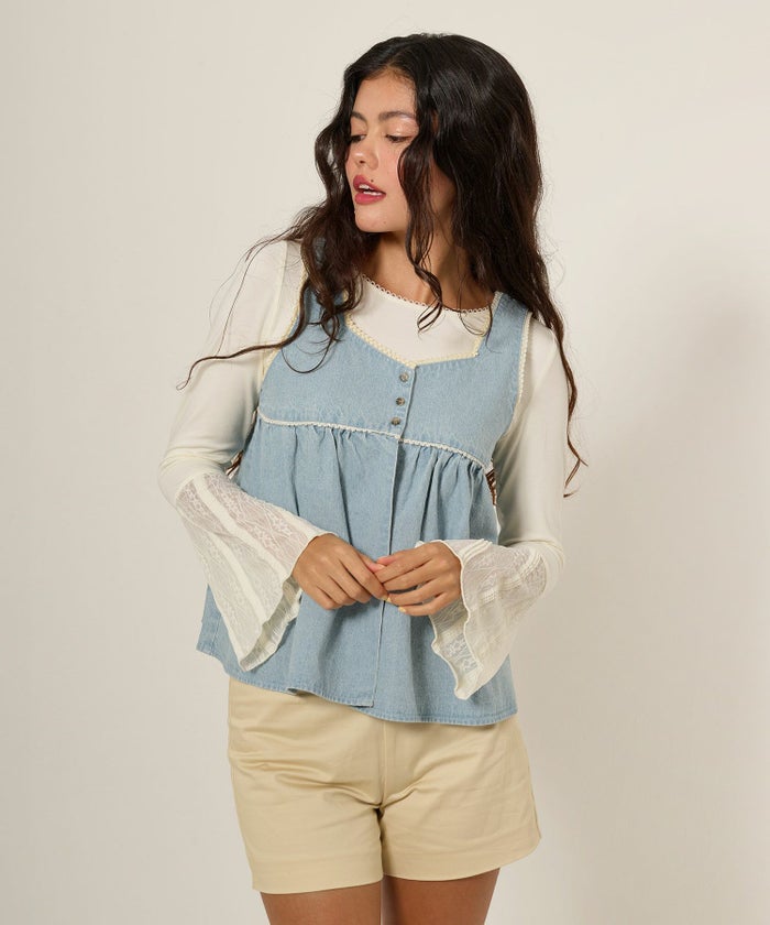 デニム/チュニック/ノースリーブ