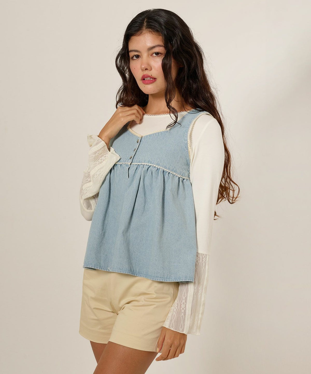 デニム/チュニック/ノースリーブ