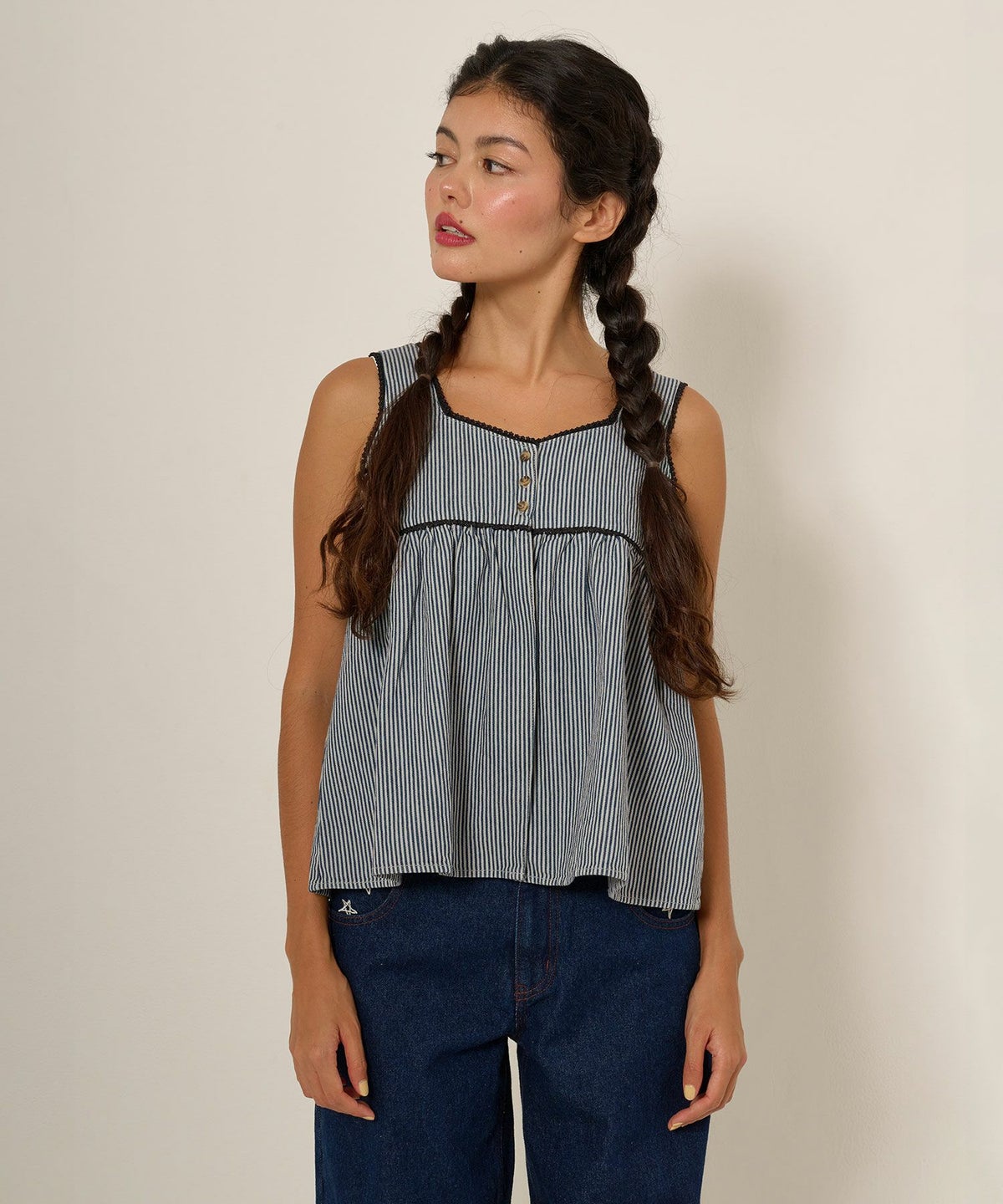 デニム/チュニック/ノースリーブ