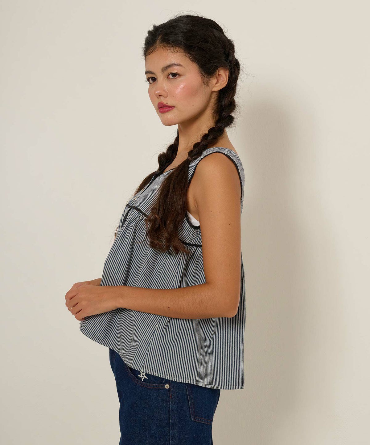 デニム/チュニック/ノースリーブ