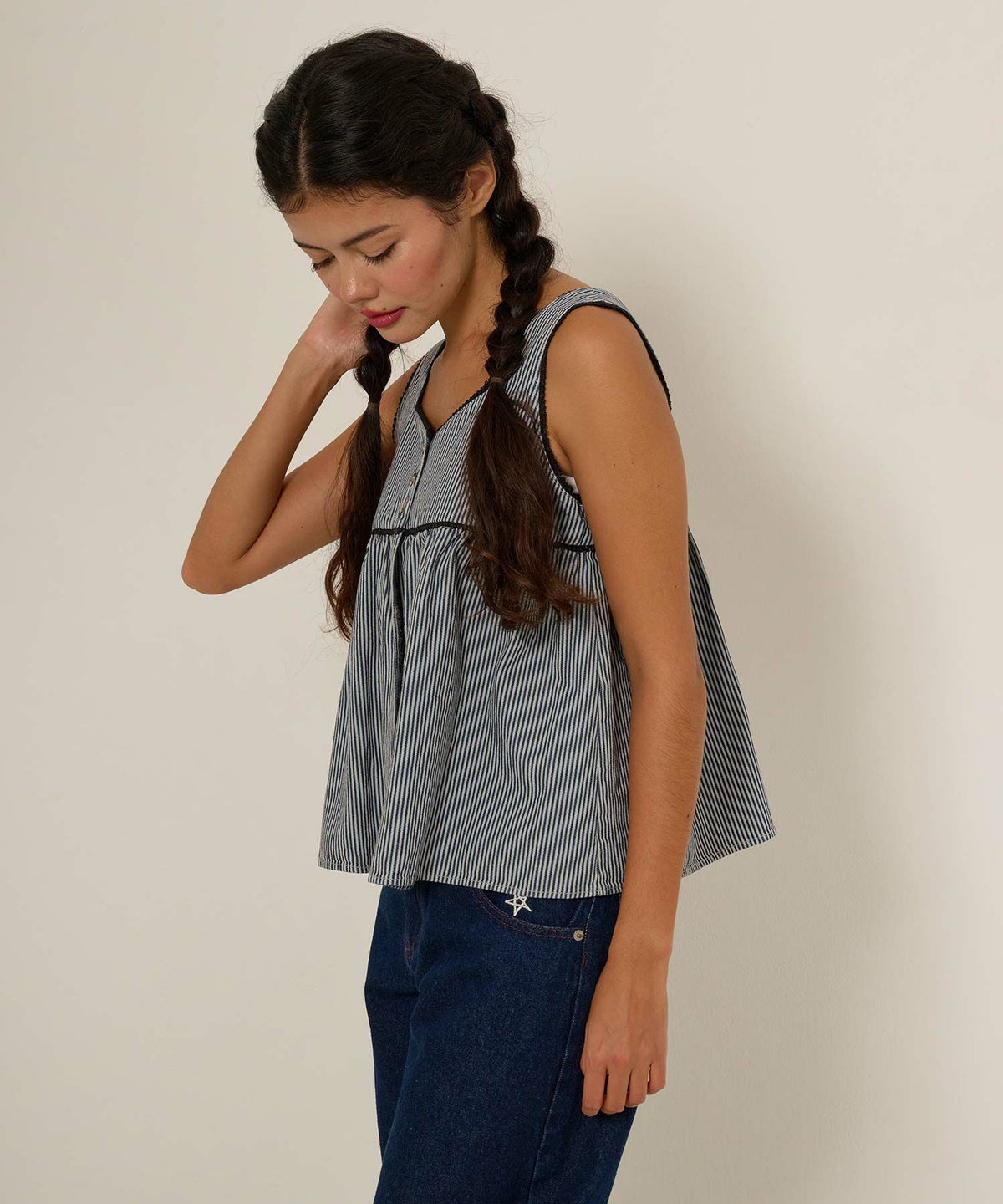 デニム/チュニック/ノースリーブ