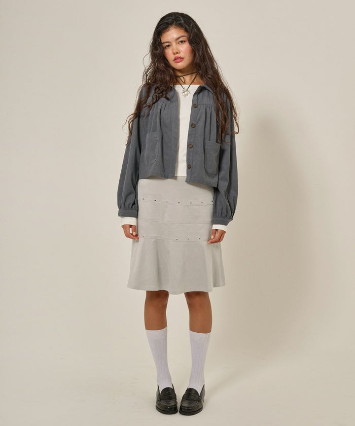 フェイクスエード/スカート/ボトムス/ひざ丈