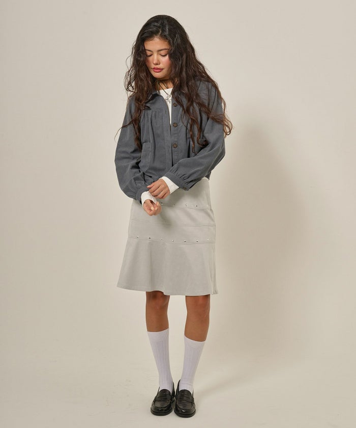 フェイクスエード/スカート/ボトムス/ひざ丈