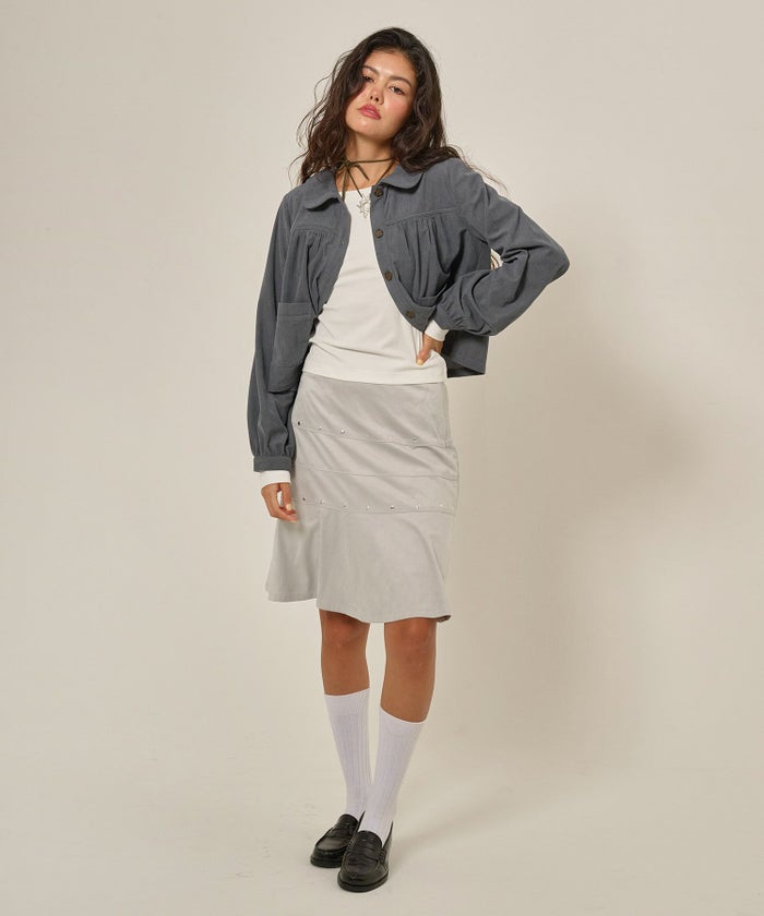 フェイクスエード/スカート/ボトムス/ひざ丈