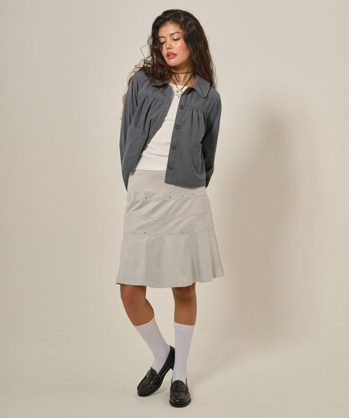 フェイクスエード/スカート/ボトムス/ひざ丈