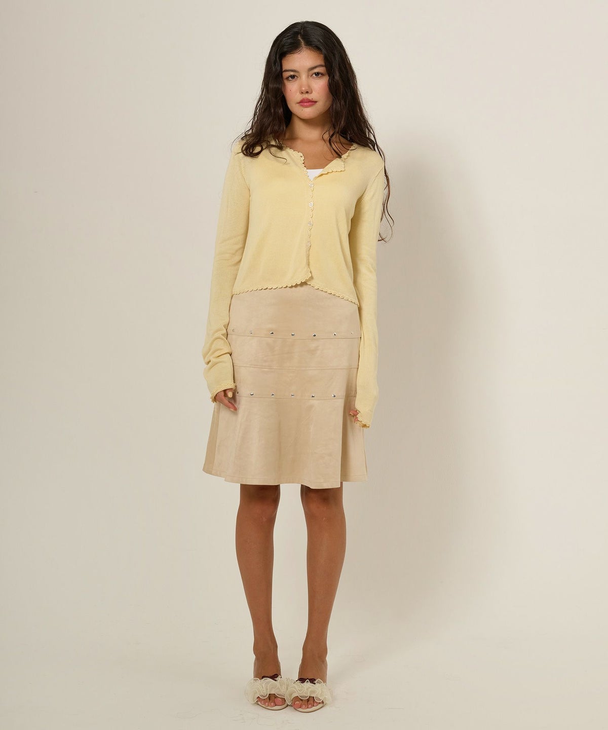 フェイクスエード/スカート/ボトムス/ひざ丈