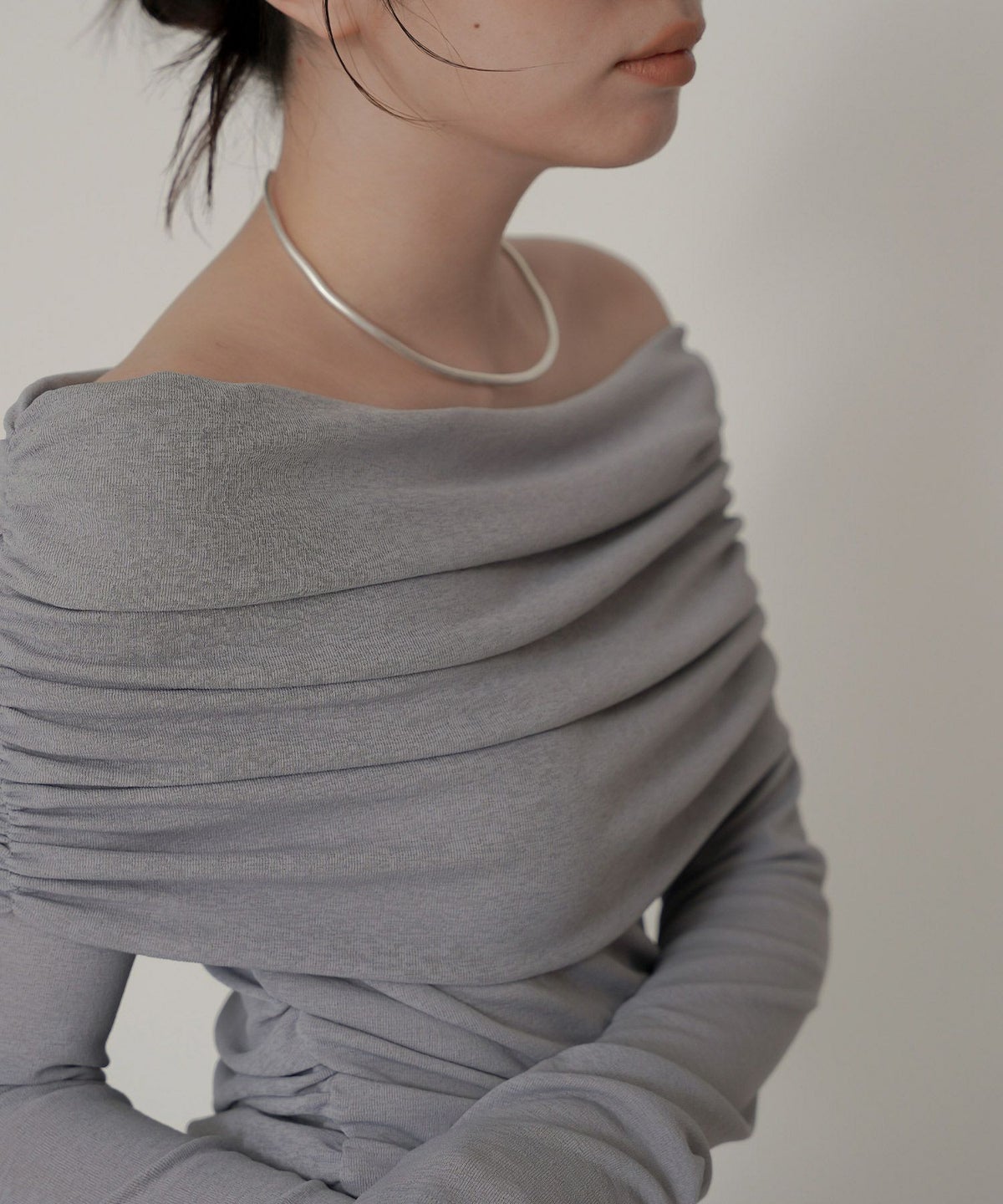 シアー オフショル プルオーバー カットソー ホワイト/ブラック/フリー/長袖