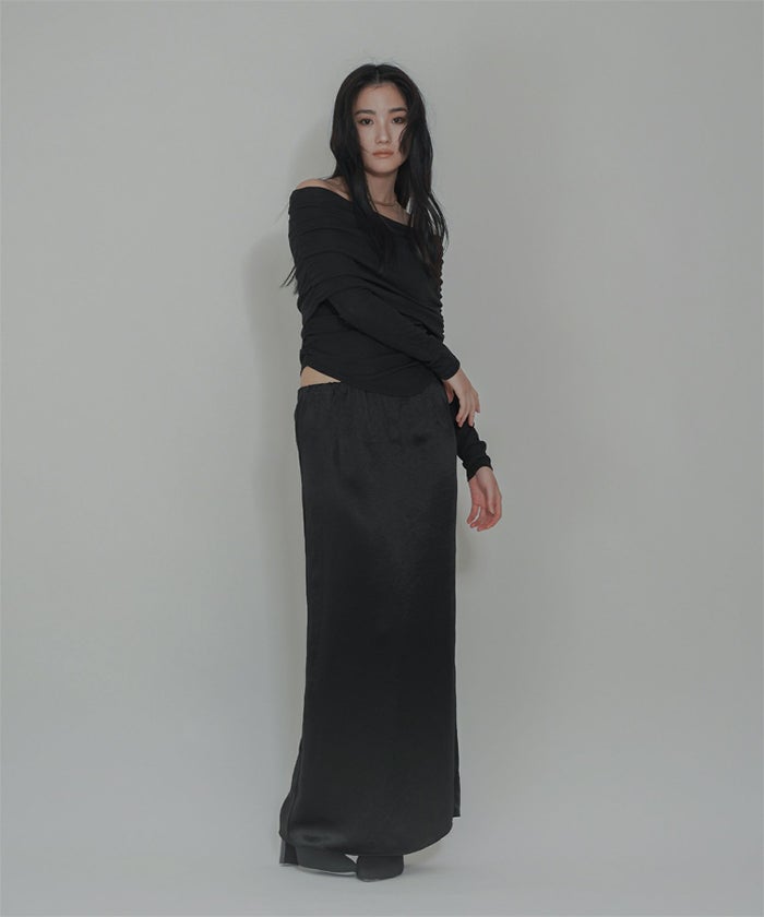 シアー オフショル プルオーバー カットソー ホワイト/ブラック/フリー/長袖