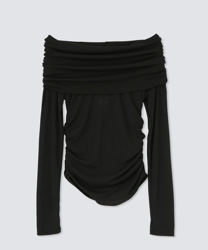 シアー オフショル プルオーバー カットソー ホワイト/ブラック/フリー/長袖