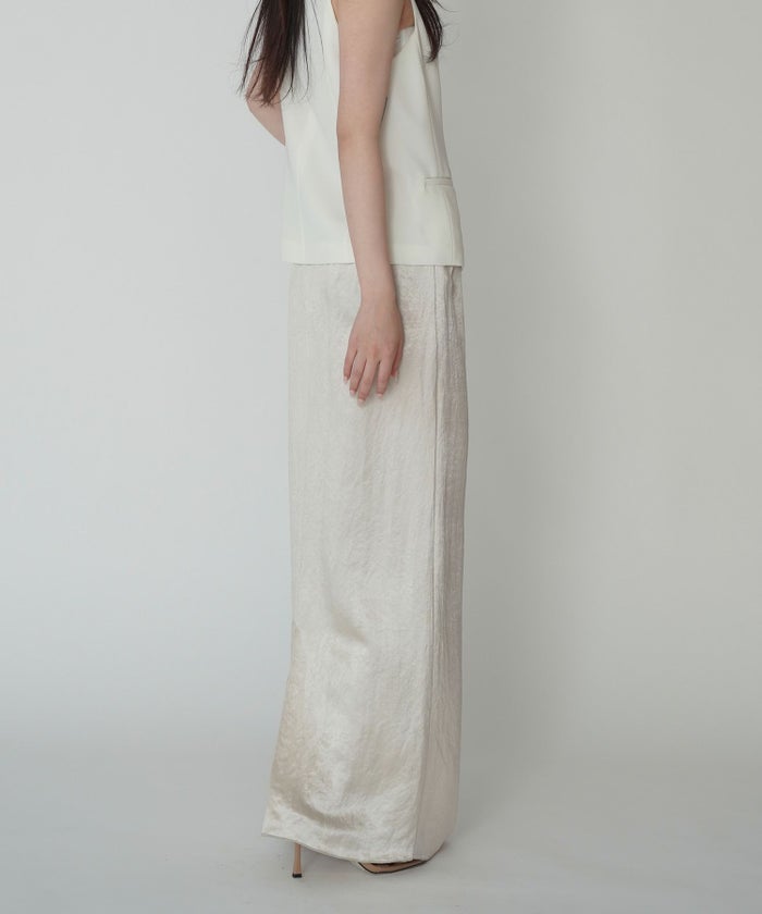 アセテート サテン スカート Iライン 光沢 アイボリー/ブラック/フリー/ロング丈