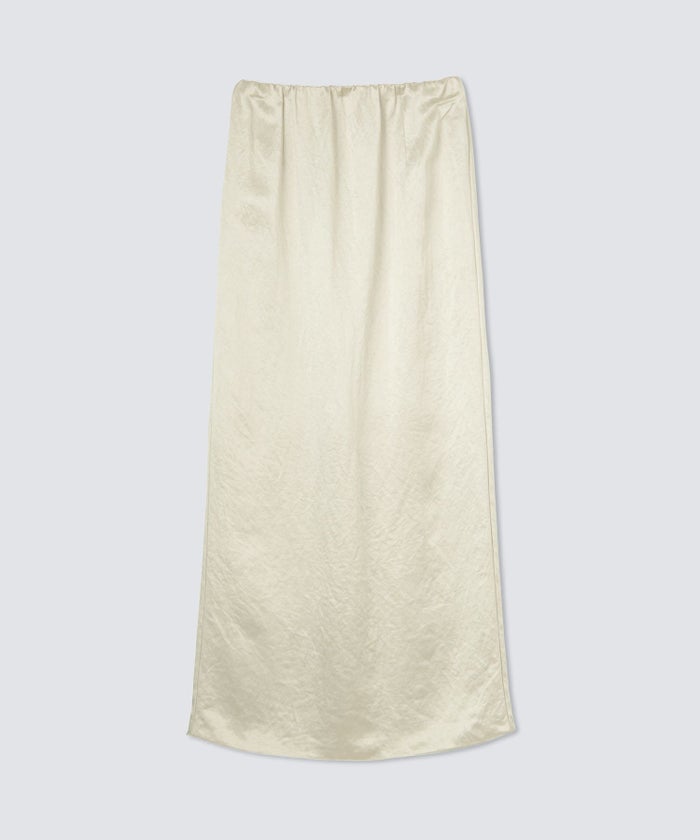 アセテート サテン スカート Iライン 光沢 アイボリー/ブラック/フリー/ロング丈