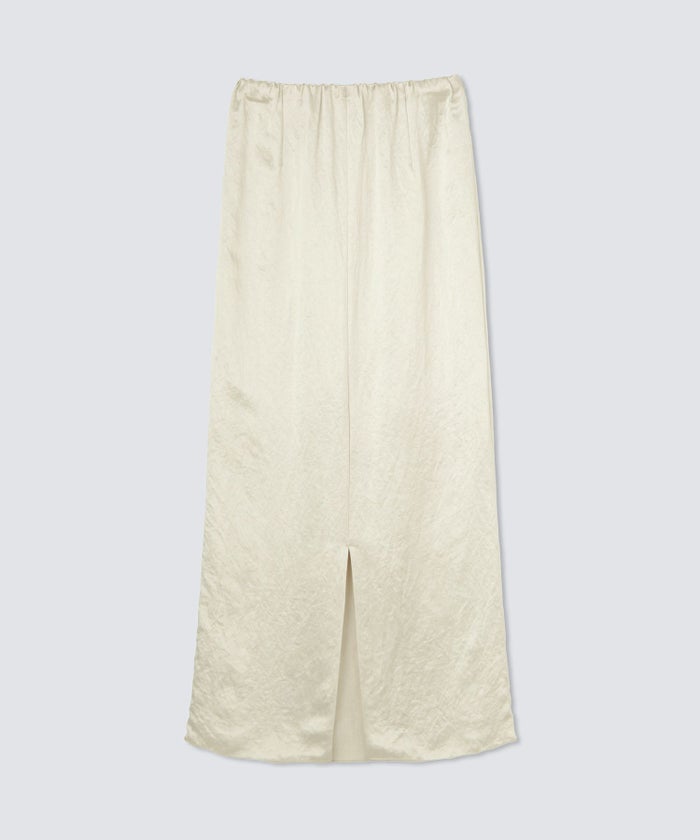 アセテート サテン スカート Iライン 光沢 アイボリー/ブラック/フリー/ロング丈