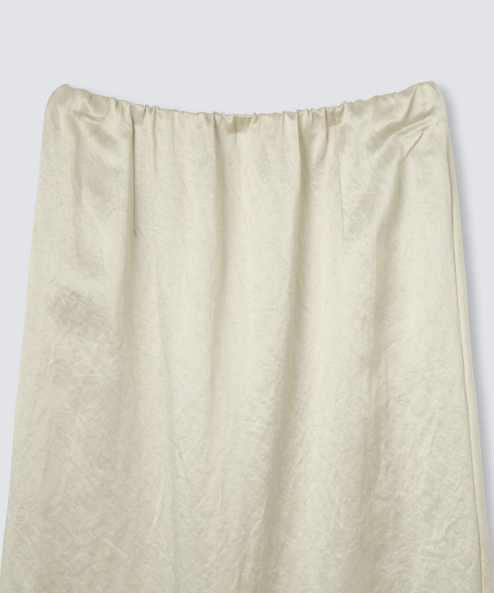 アセテート サテン スカート Iライン 光沢 アイボリー/ブラック/フリー/ロング丈