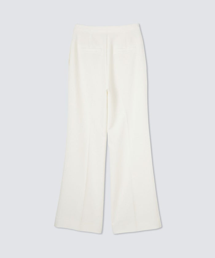 裾フレア セミワイドパンツ センタープレス 美脚 スラッシュポケット ホワイト/ブラック/S/M/ロング丈