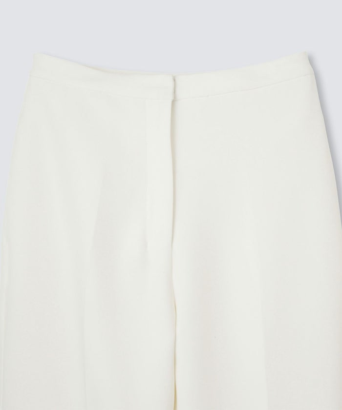 裾フレア セミワイドパンツ センタープレス 美脚 スラッシュポケット ホワイト/ブラック/S/M/ロング丈