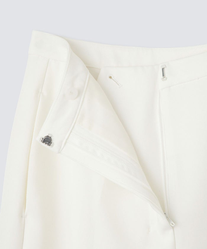 裾フレア セミワイドパンツ センタープレス 美脚 スラッシュポケット ホワイト/ブラック/S/M/ロング丈