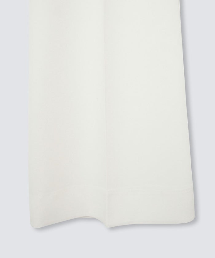 裾フレア セミワイドパンツ センタープレス 美脚 スラッシュポケット ホワイト/ブラック/S/M/ロング丈