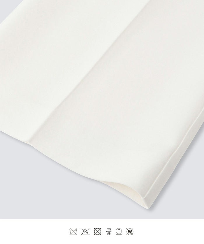 裾フレア セミワイドパンツ センタープレス 美脚 スラッシュポケット ホワイト/ブラック/S/M/ロング丈