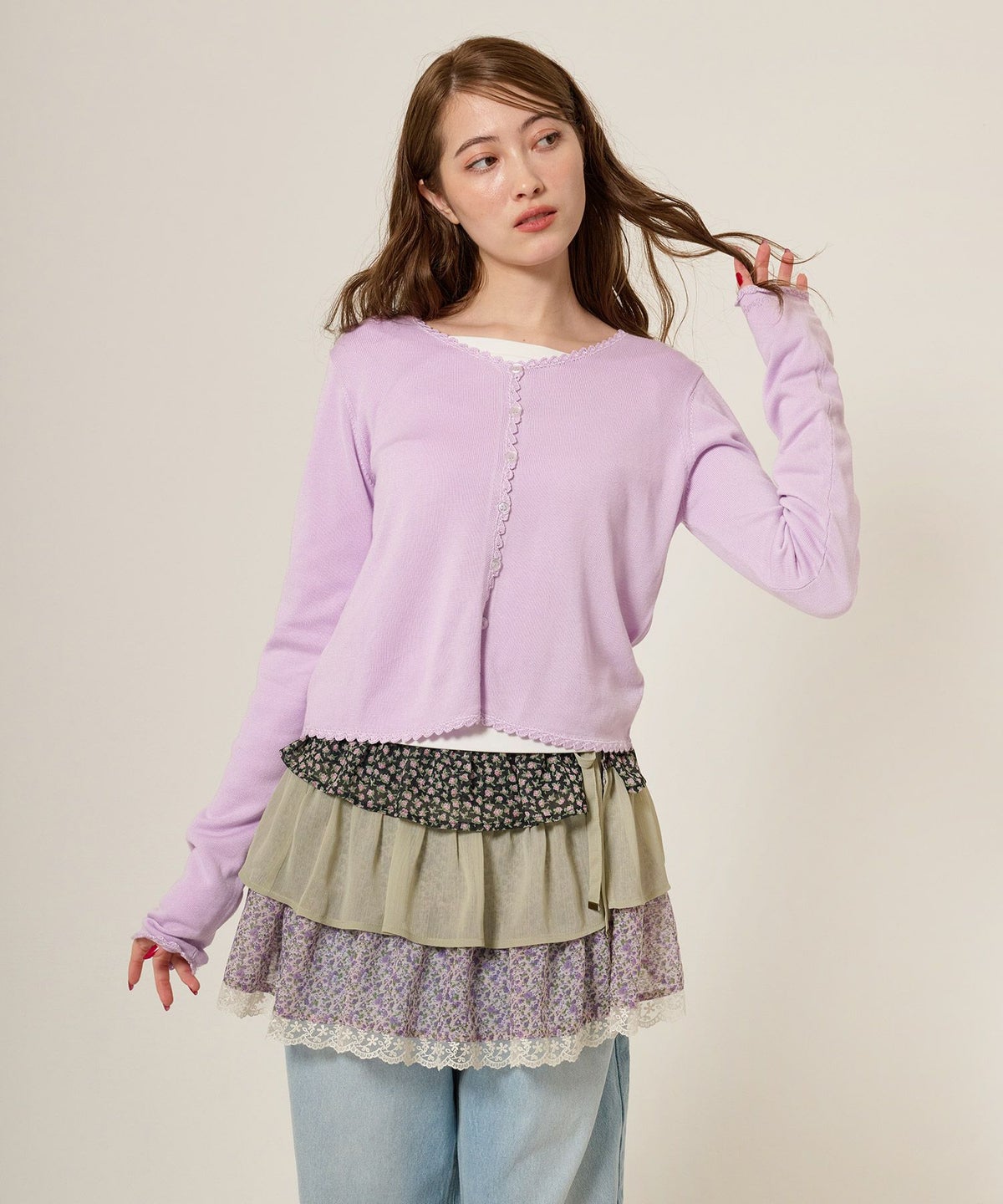 カーディガン/レース/刺繍入り