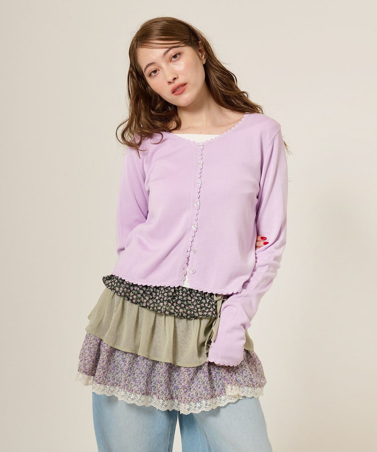 カーディガン/レース/刺繍入り