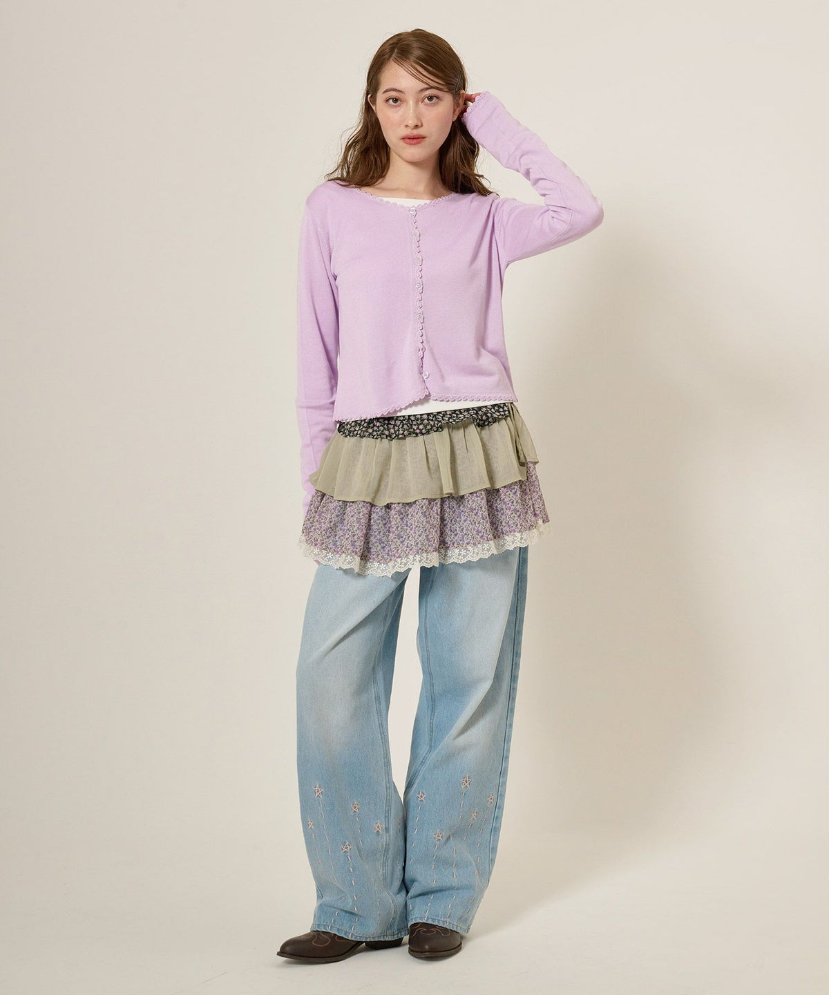 カーディガン/レース/刺繍入り