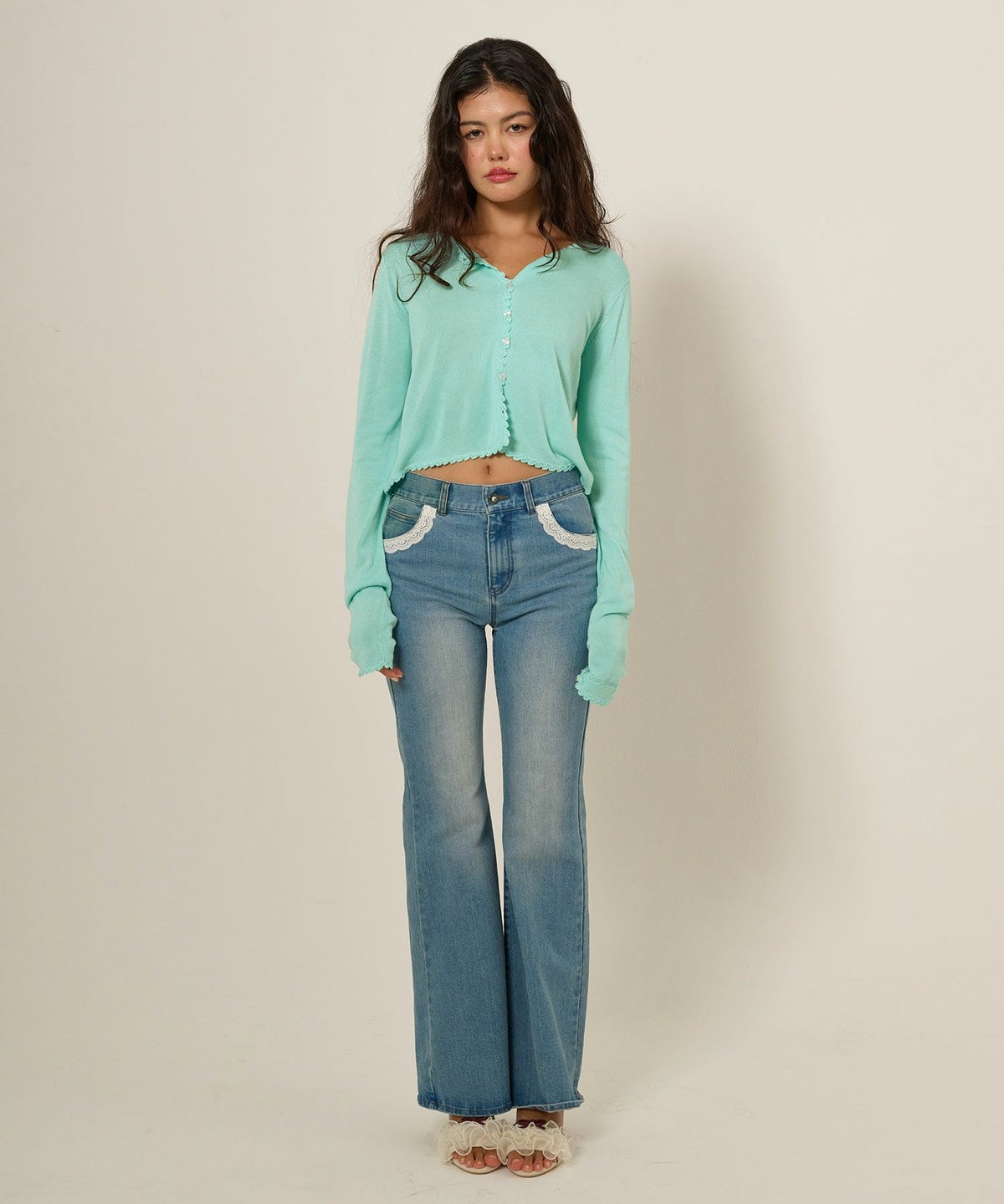 カーディガン/レース/刺繍入り