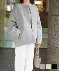 セレクト レディース 春 上品 きれいめ ジョイントスペース セレクト ノーカラー ボンディング コート HUIT